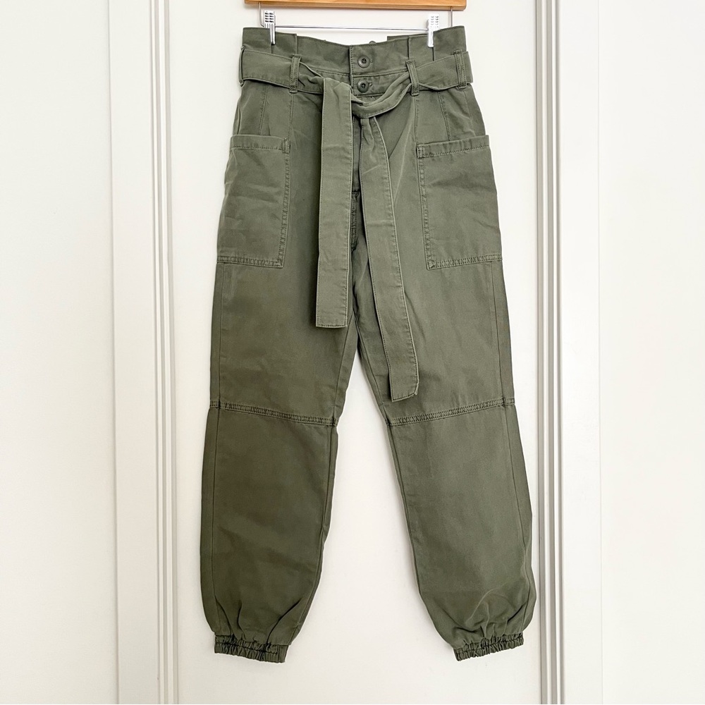 Joe's Women's Cargo Utility Pants Joggers Size 26 Army Green Paperbag Relaxed